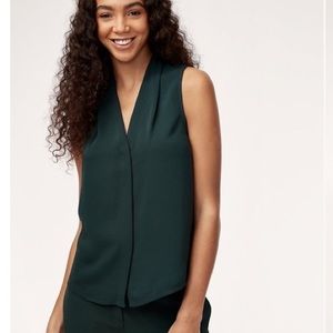 Babaton, Aritzia New Sleeveless Power Blouse Emerald Green